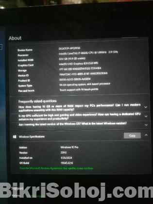 Hp elitebook 840 g5 i7 32 gb ram 512 ssd